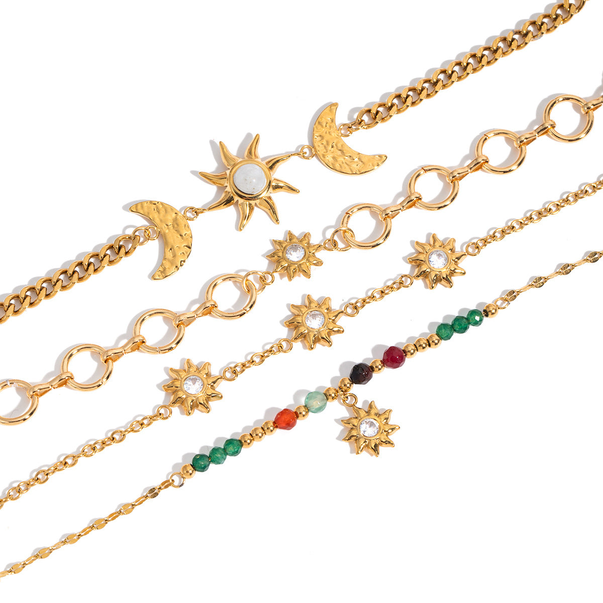 Bracciale Minimalista a Forma di Sole in Acciaio Inossidabile con Finitura Placcata da Donna, Gioiello di Lusso Leggero