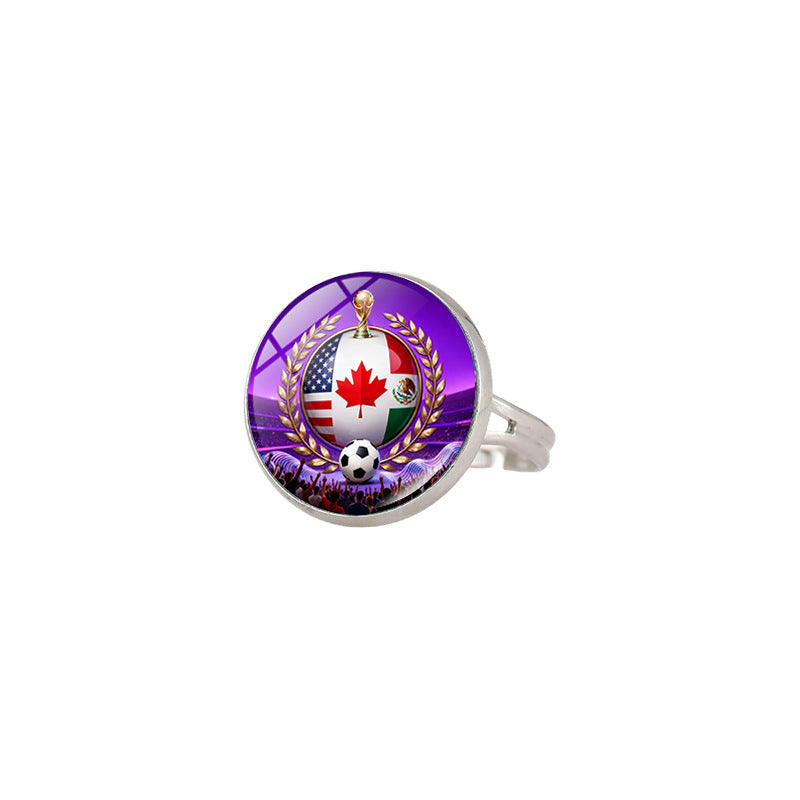 Vintage Sporty Geometric Alloy Plated Ring Unisex World Cup Trophy Pattern Jewelry