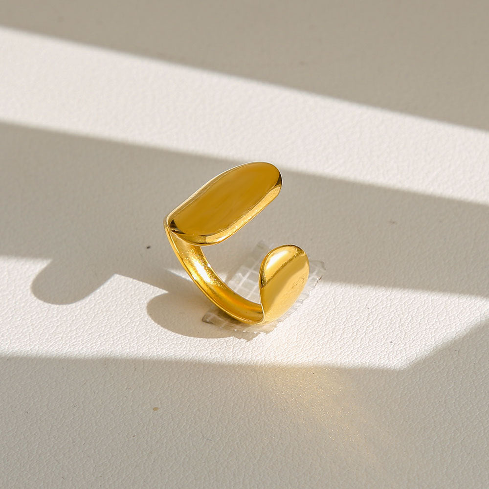 Anello di tendenza da donna in acciaio inossidabile geometrico placcato oro con perle e fiori stile Instagram