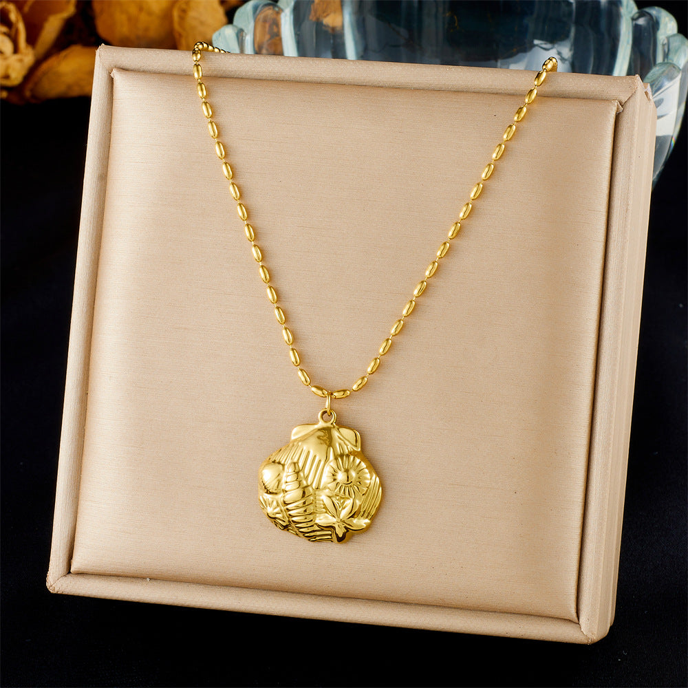 Chic Gold Plated Drip Oil Stainless Steel Starfish Butterfly Necklace