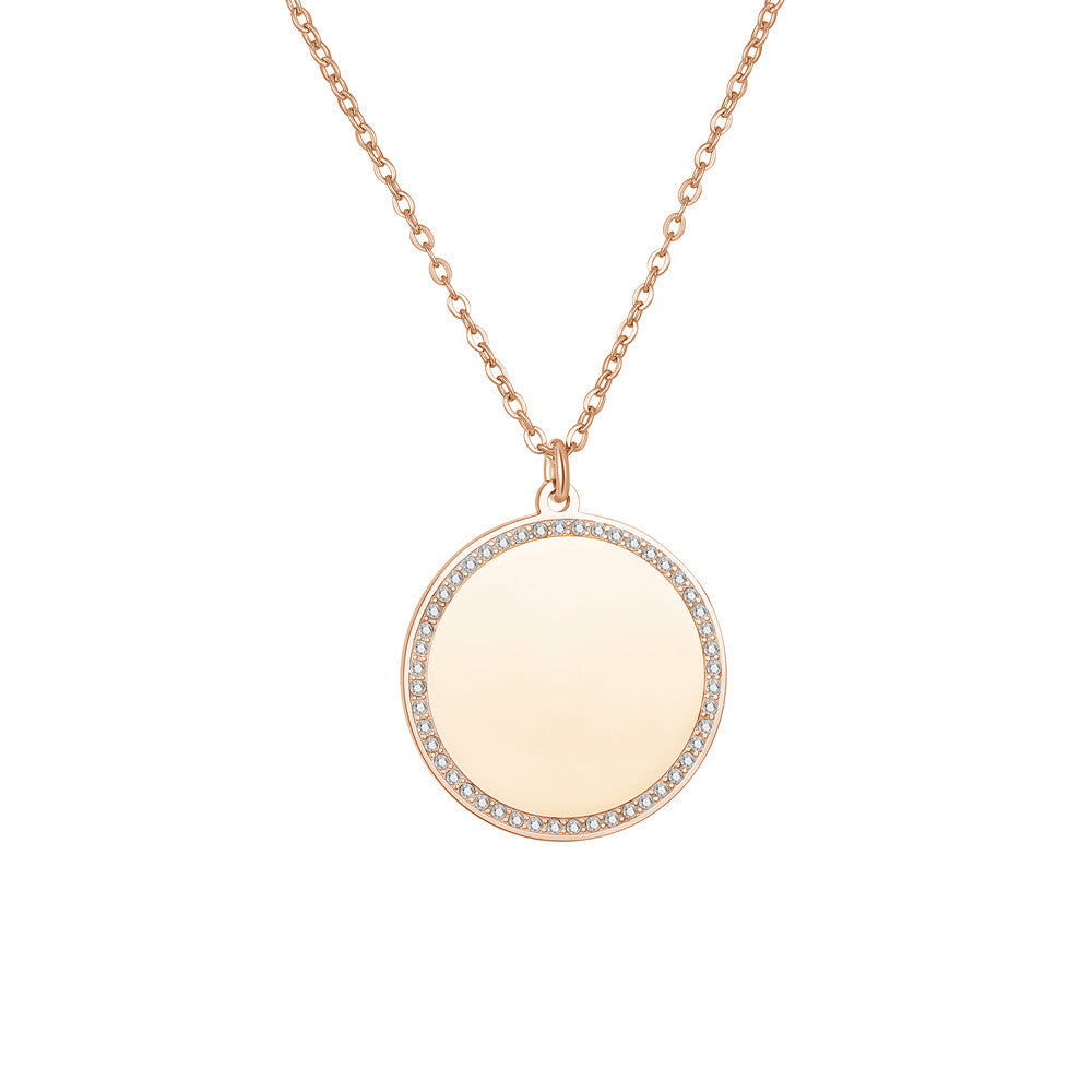 Collar Colgante Geométrico Redondo Minimalista para Mujer Acero Inoxidable con Incrustaciones de Zirconia Accesorio de Lujo Bañado