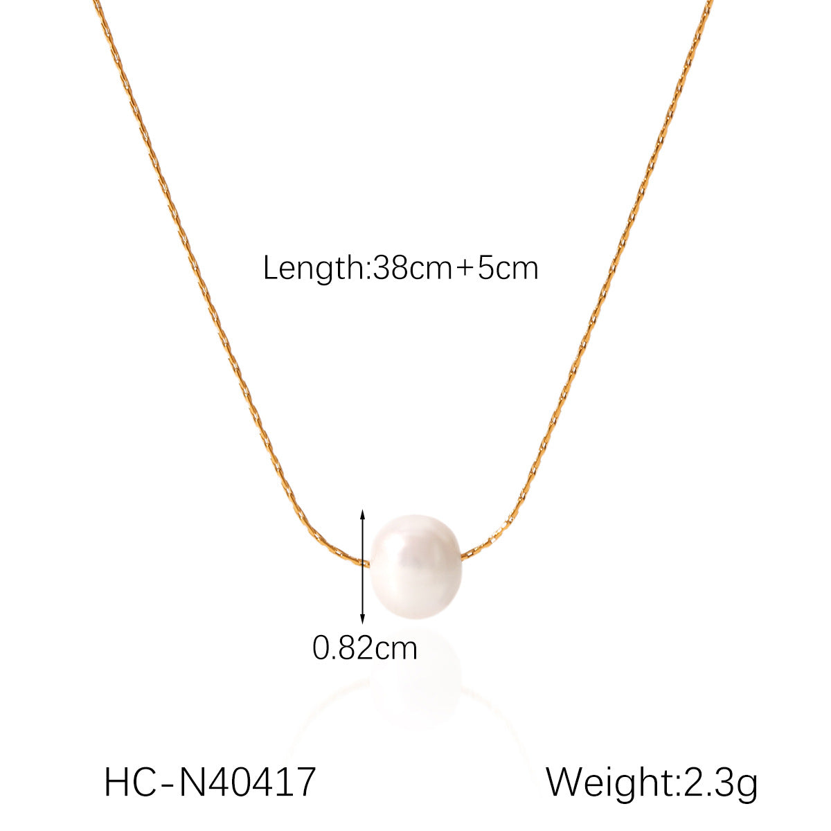 Collana con ciondolo minimalista geometrico con perle d'acqua dolce in acciaio inossidabile placcato oro 18 carati da donna