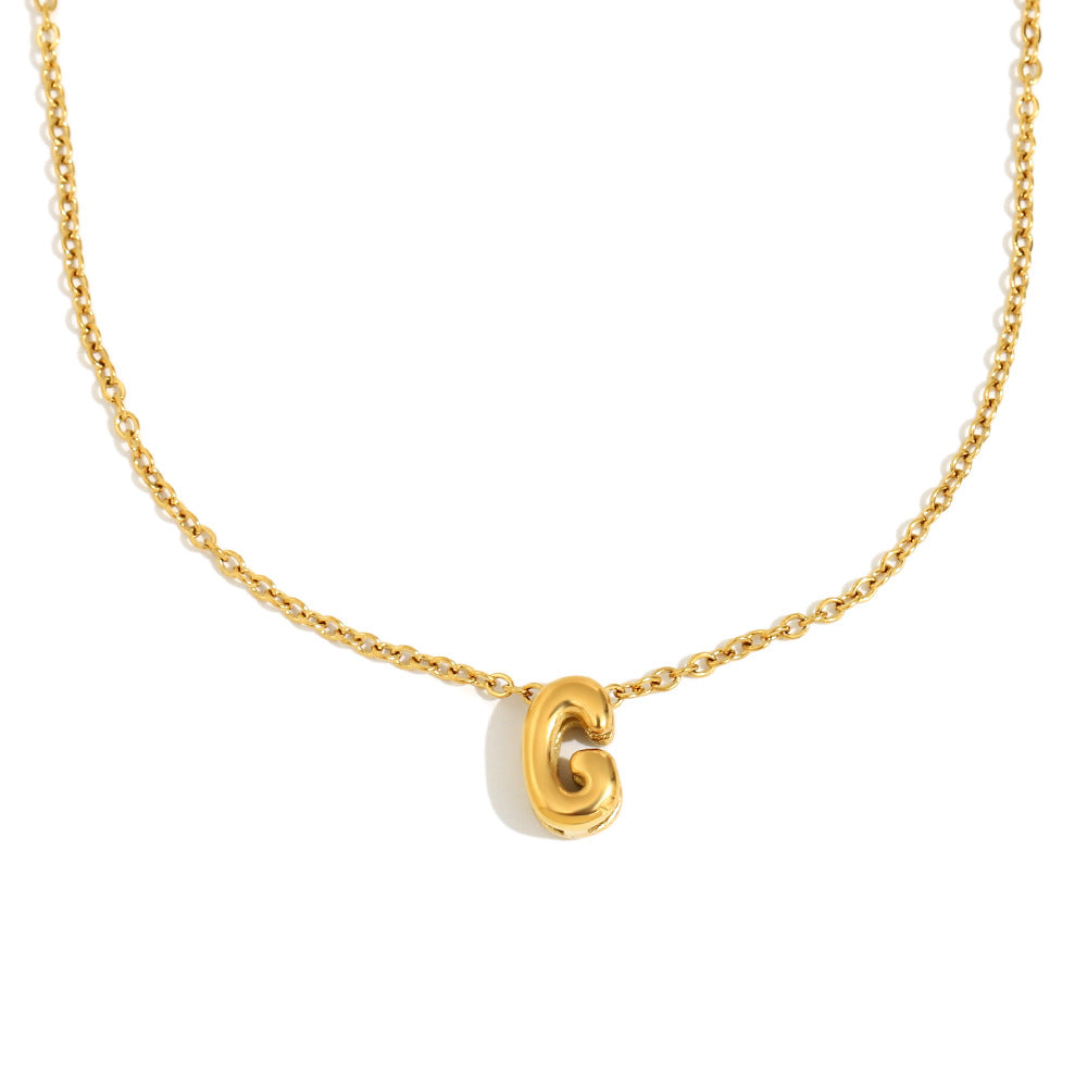 Fashionable Minimalist Letter Pendant Necklace in Stainless Steel with 18K Gold Plating for Women
