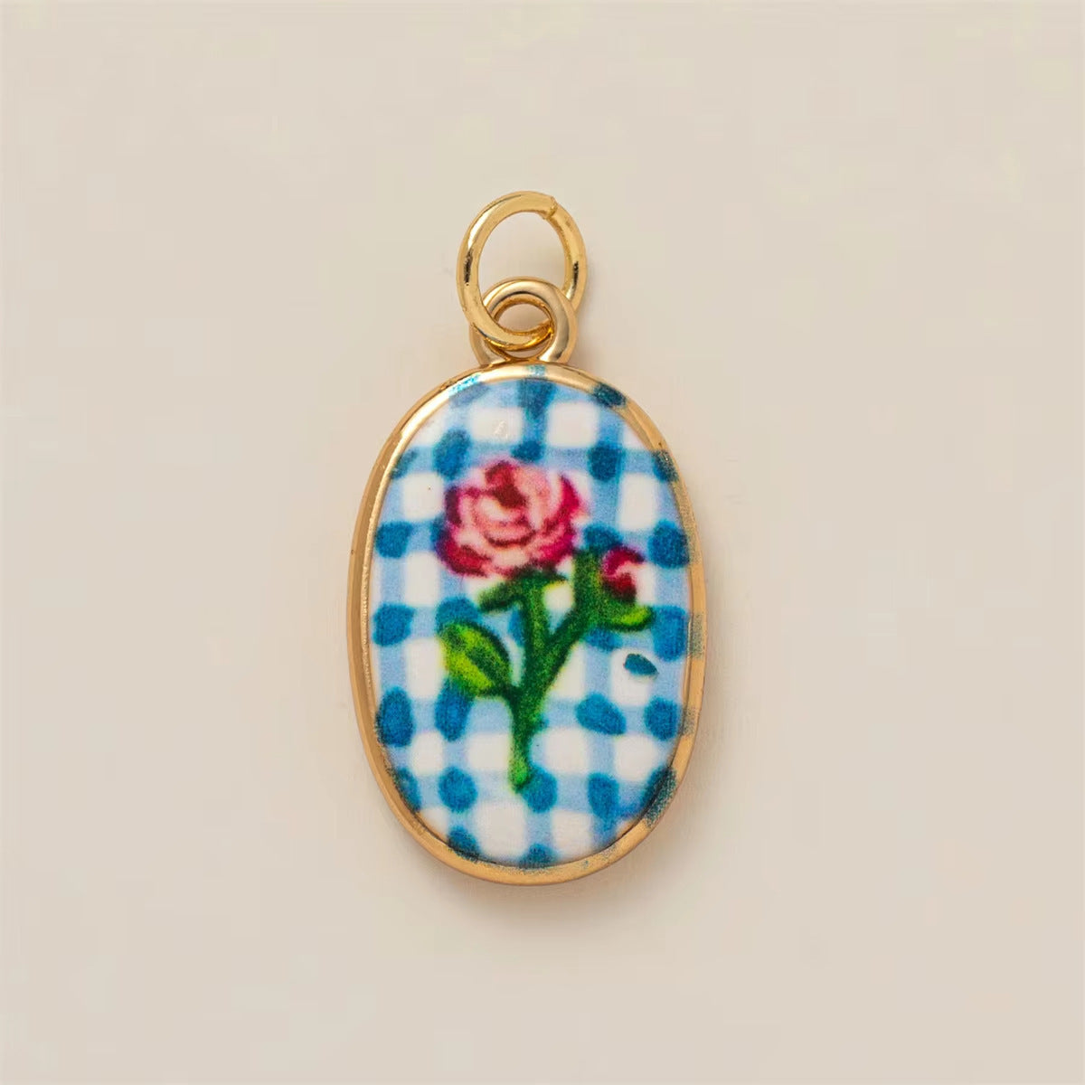 Minimalist Floral Pattern Brass PVD Plated DIY Charm Bar Pendant
