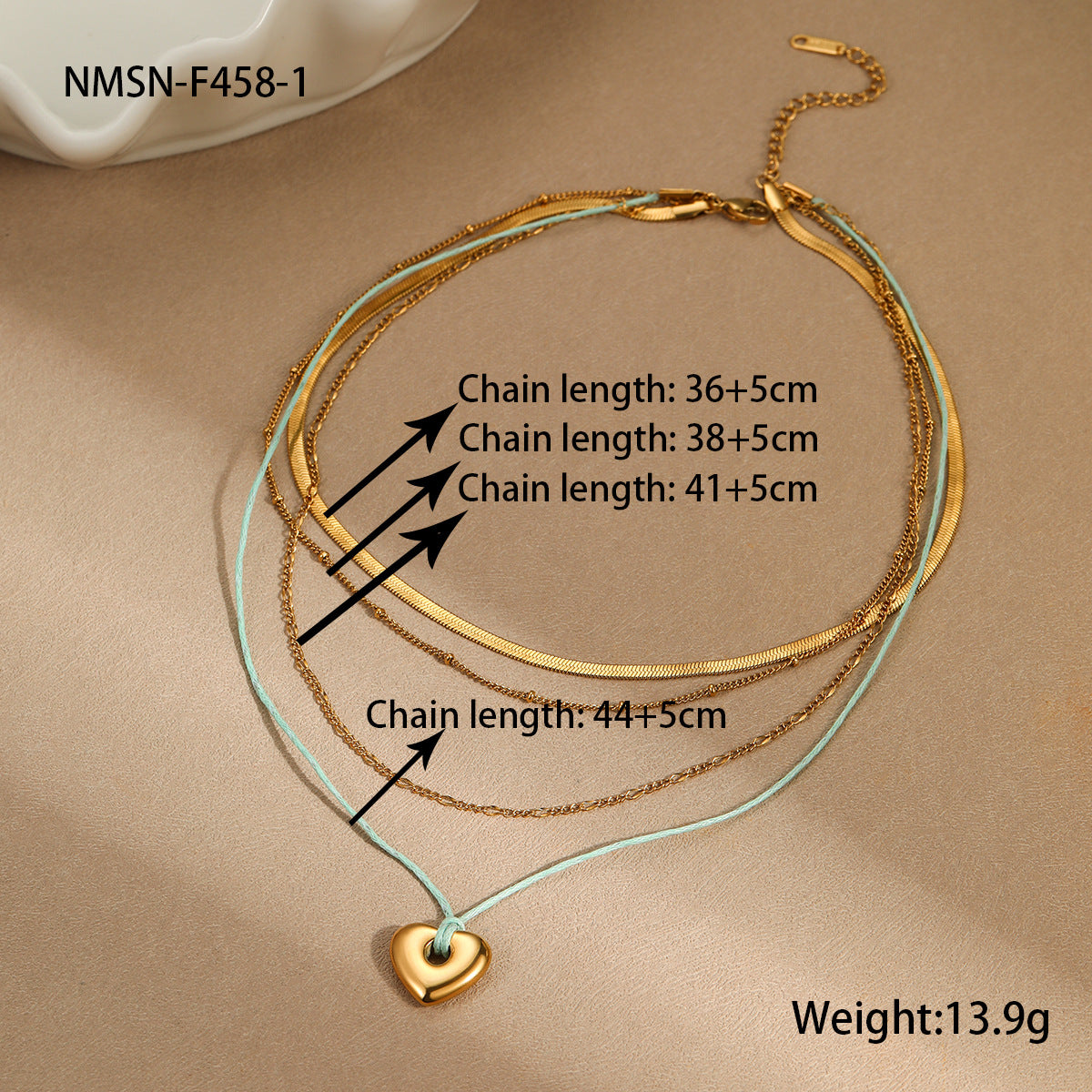 Collar de cadena de serpiente de acero inoxidable con forma de corazón a la moda con chapado en oro de 18 quilates para mujer