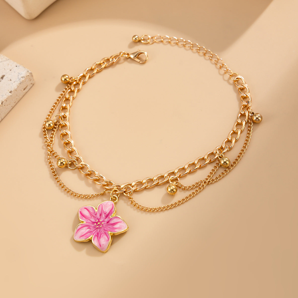 Bohemian Floral Drip Oil Alloy Anklet for Women