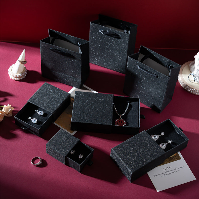 Gold Glitter and Silver Glitter Jewelry Drawer Box for Earrings Rings Necklaces Gift Packaging