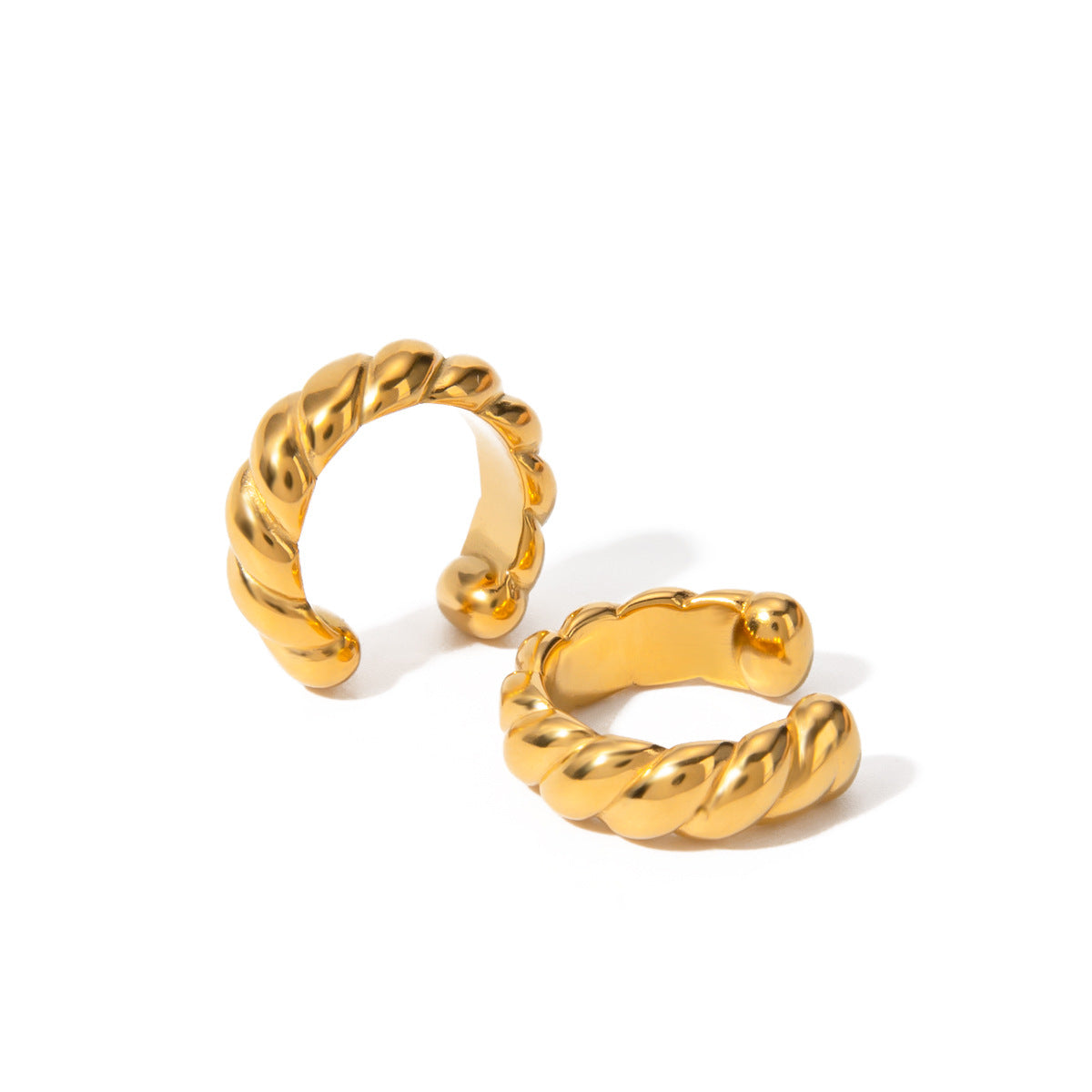 Pendientes de clip redondos en acero inoxidable bañados en oro de 18 quilates estilo Ins para mujer