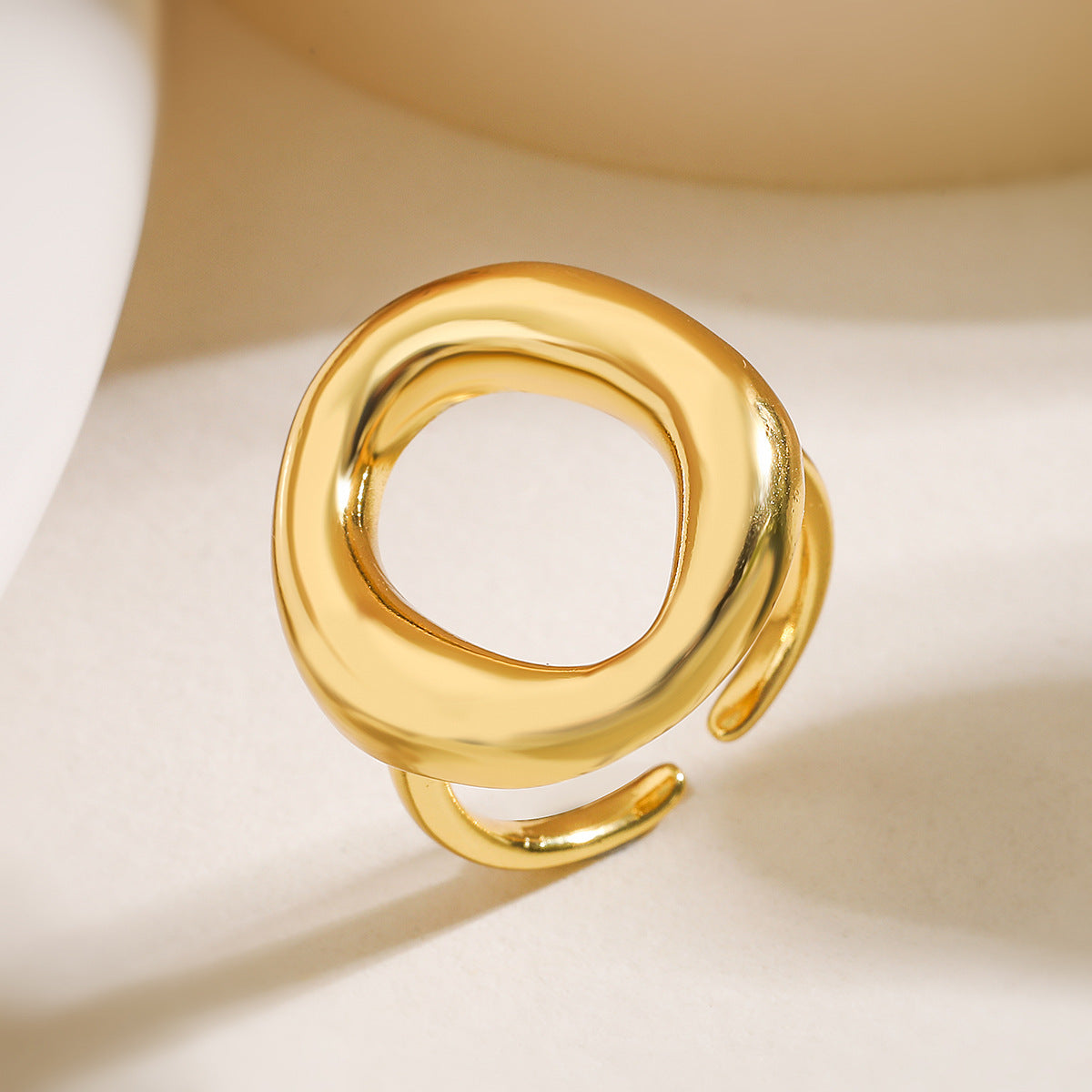 Minimalist Irregular Geometric Open Ring for Women in Copper with Plated Finish