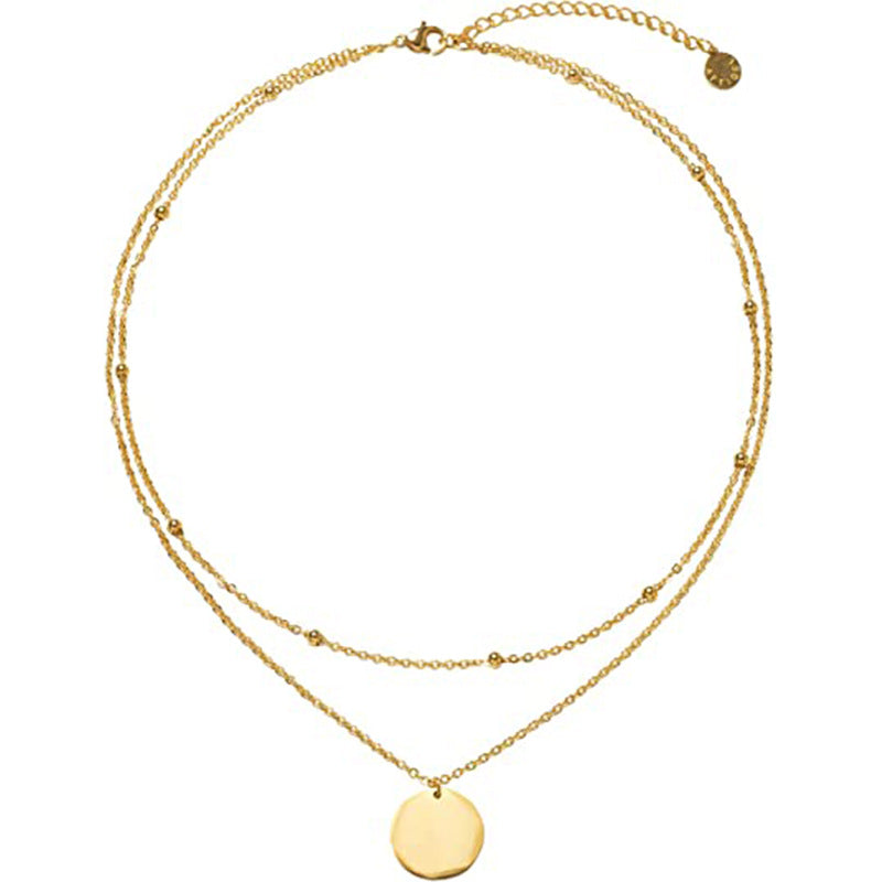 Minimalist Geometric Stainless Steel Pendant Necklace with Polished Finish for Layering