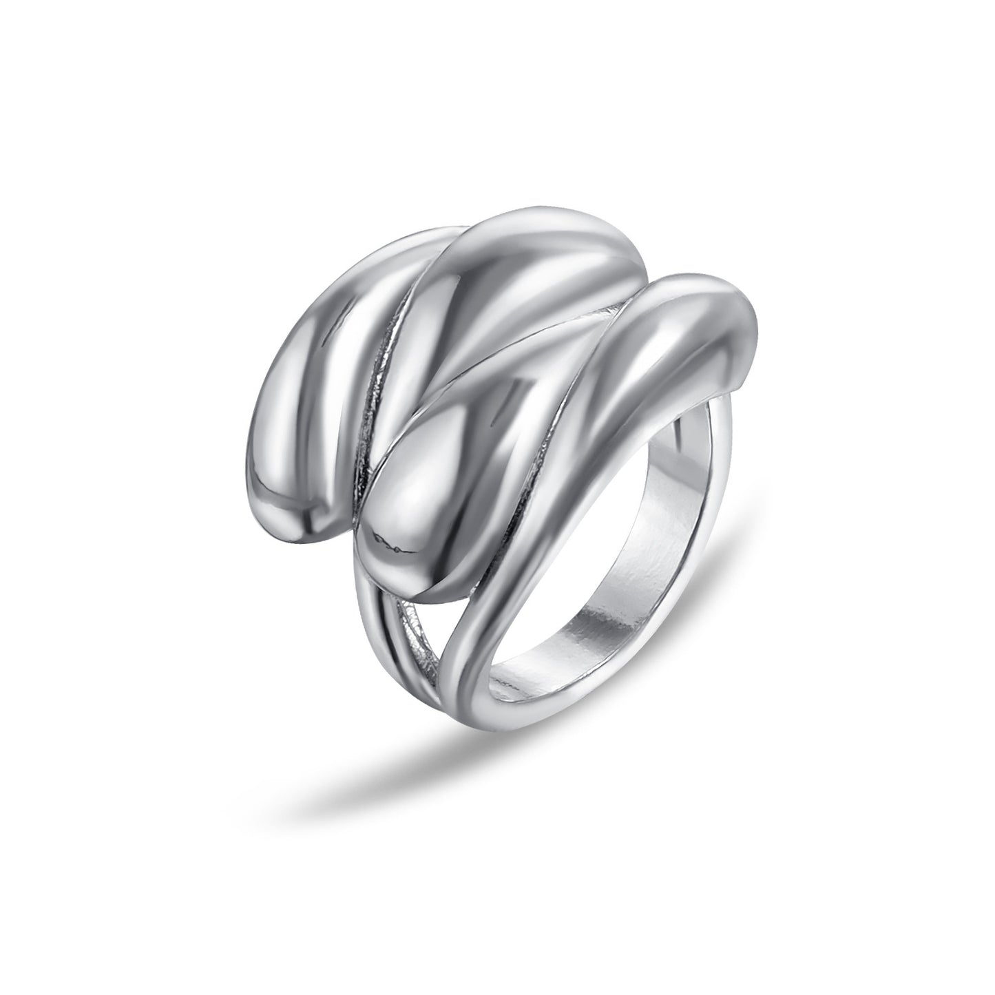 Anillo geométrico ajustable de metal chapado para mujer. Accesorio de moda
