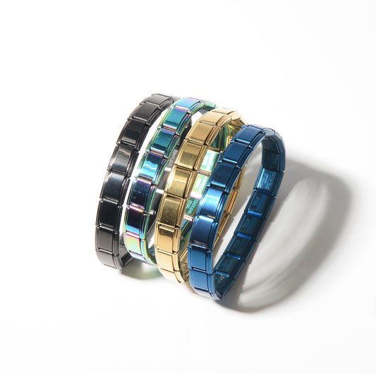 Minimalist Geometric Stainless Steel Plated Modular Link Bracelet Unisex Detachable Fashion Jewelry