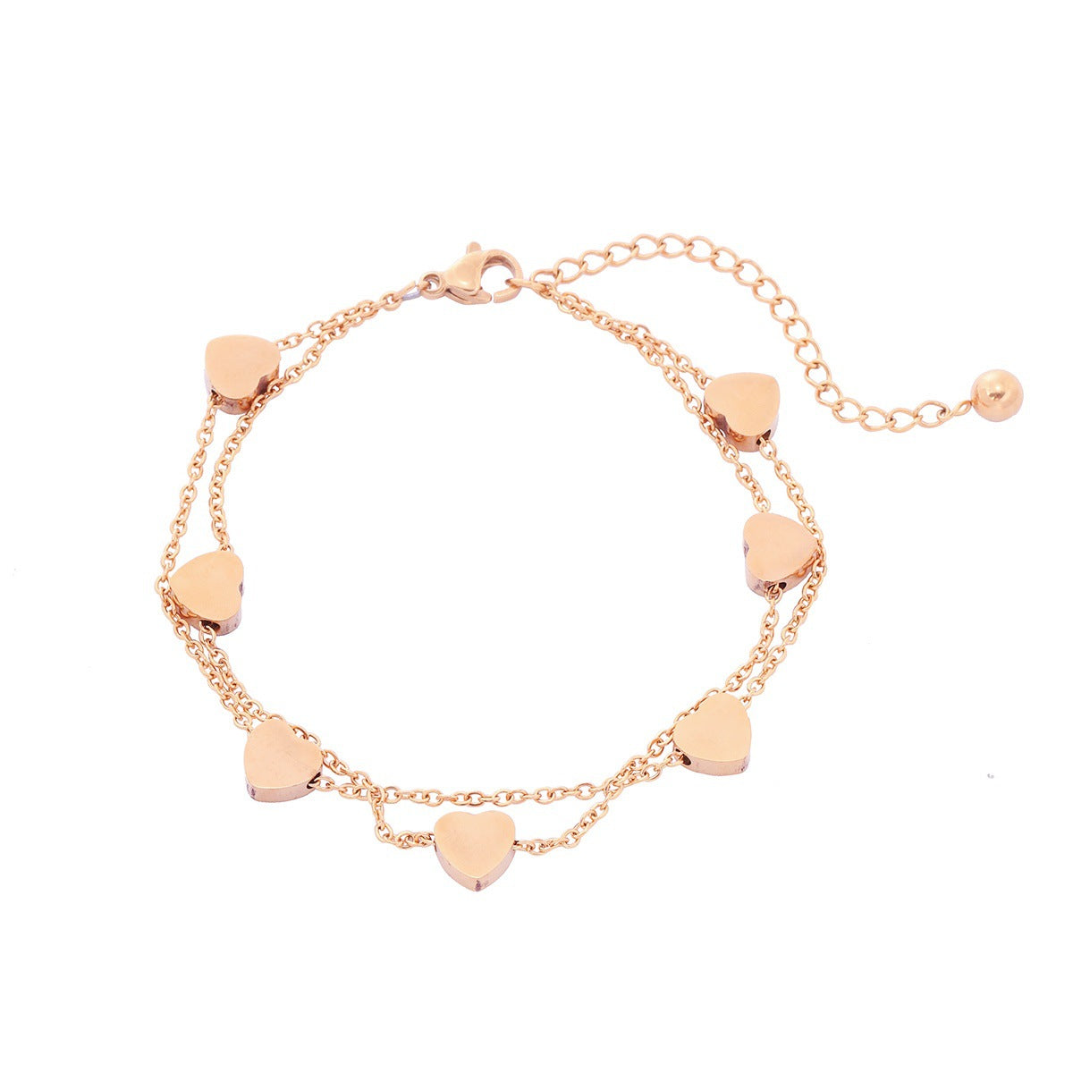 Pulsera de Acero de Titanio de Doble Capa con Forma de Corazón Minimalista y de Moda para Mujer con Acabado Chapado y Diseño Geométrico