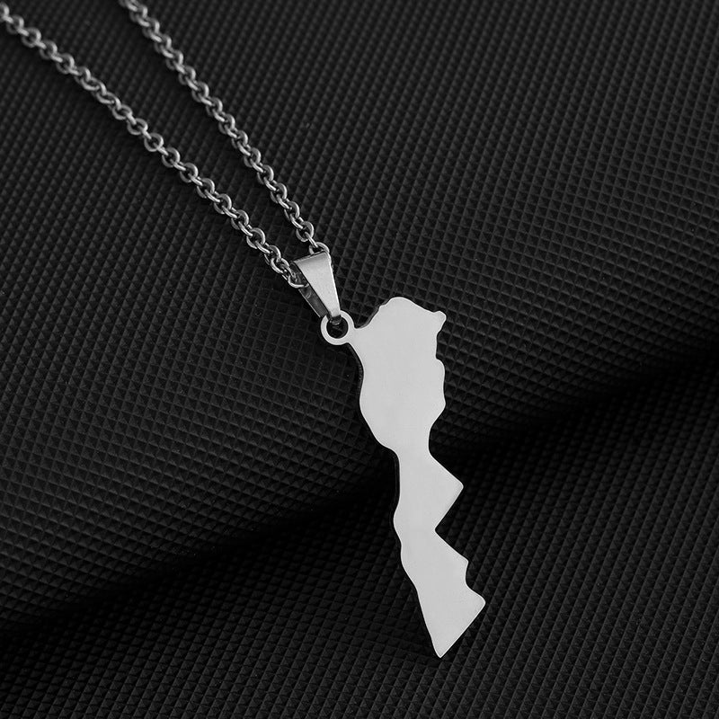 Collar con colgante de esmalte marroquí geométrico minimalista de acero inoxidable con cadena O para uso unisex