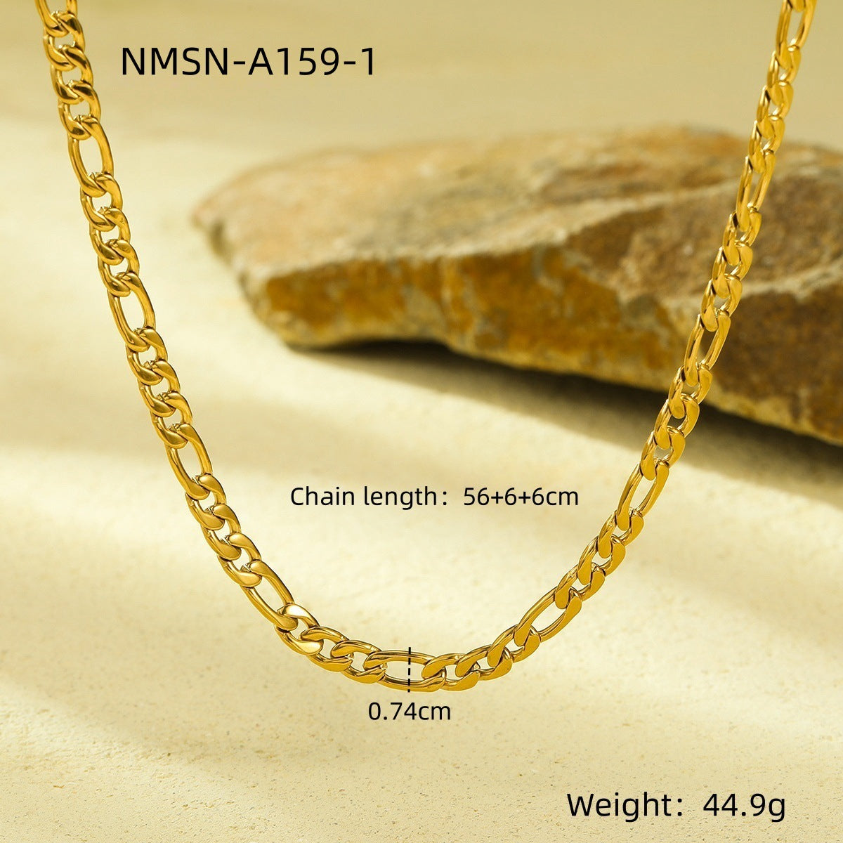 Collar minimalista de acero inoxidable con baño de oro de 18 quilates y diseño de cadena clásico para mujer