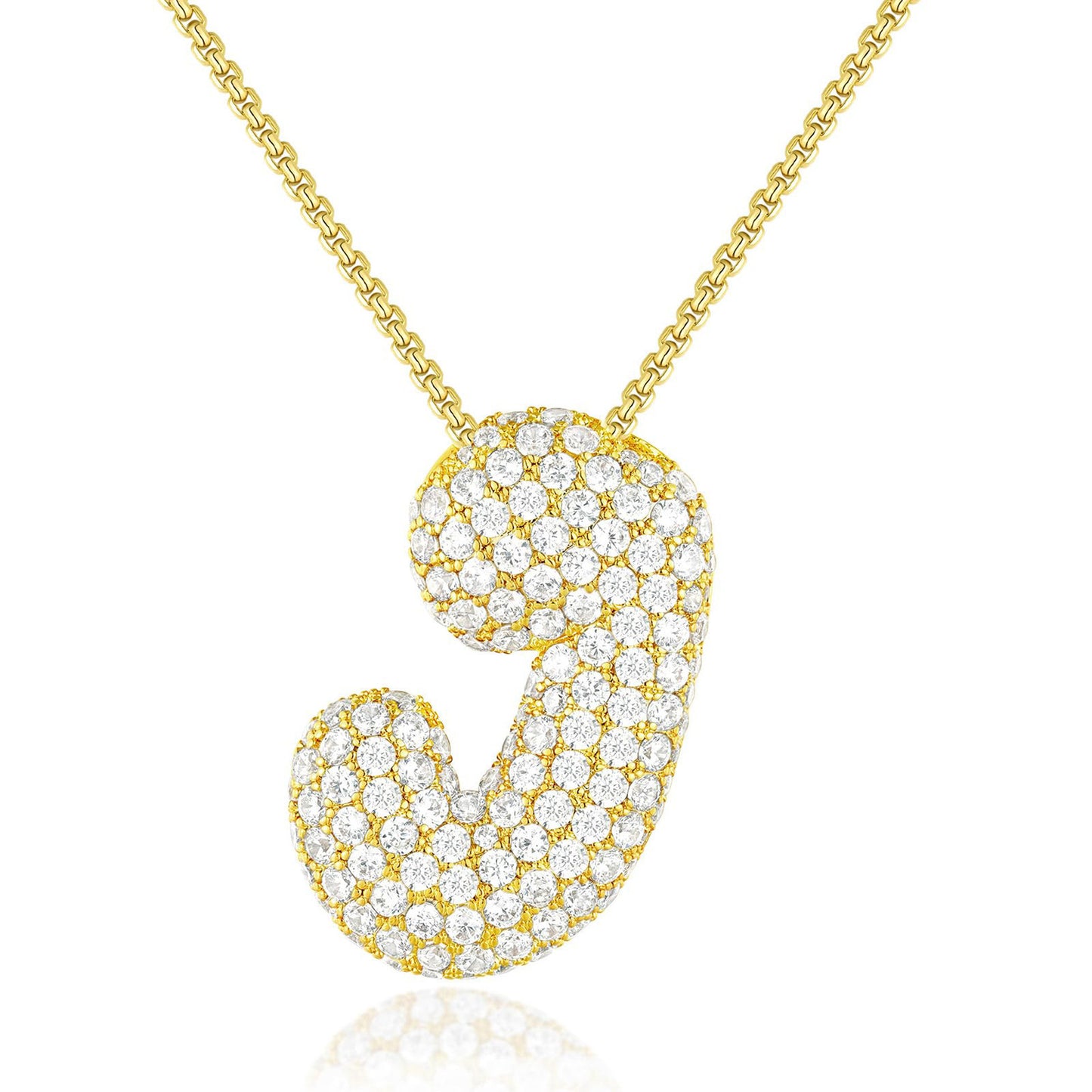 Luxury Elegant Gold Silver Plated Brass Letter Pendant Necklace with Cubic Zirconia for Women