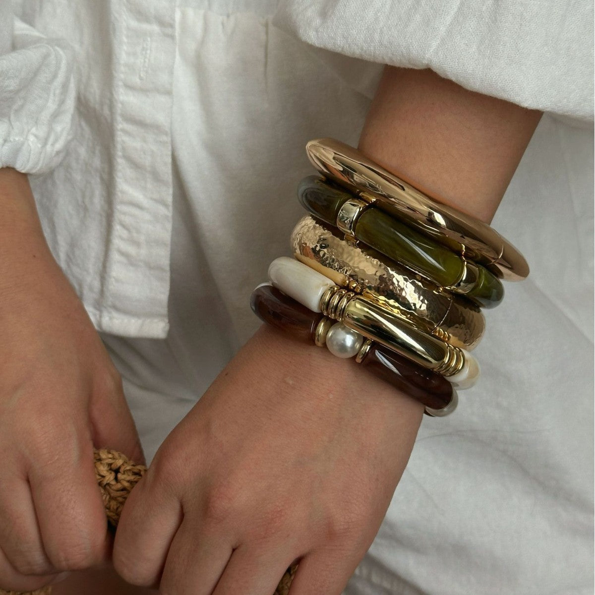 Vintage Minimalist Geometric Round Oval Alloy Plated Bracelet Set