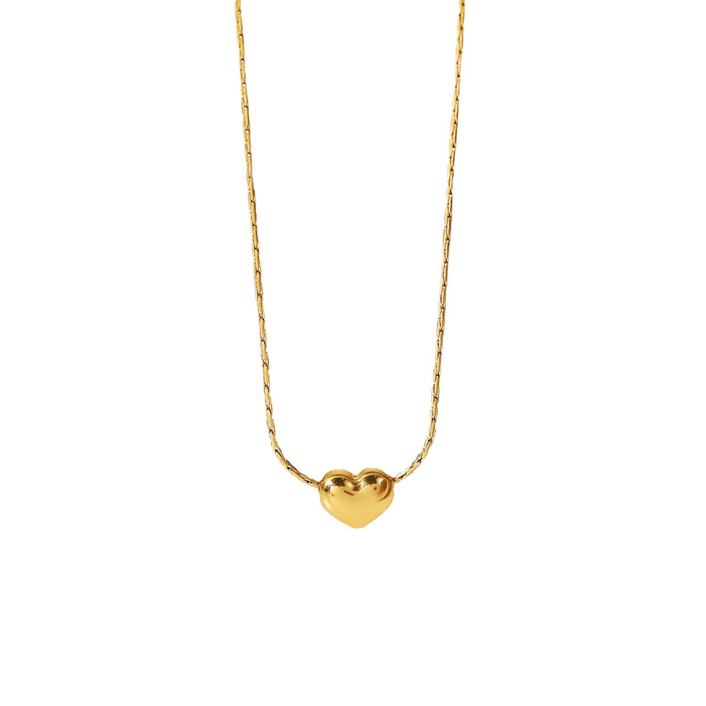 Minimalist Heart-Shaped Stainless Steel Necklace with 18K Vacuum Gold Plating for Women
