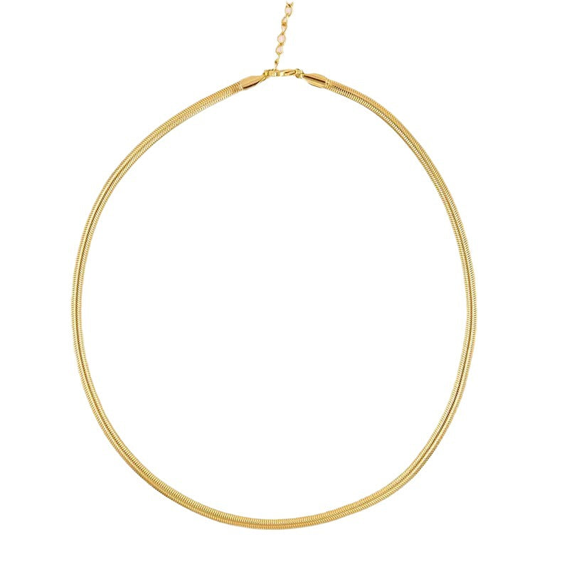 Collar minimalista unisex de cadena de serpiente chapada en acero titanio en forma de U para clavícula