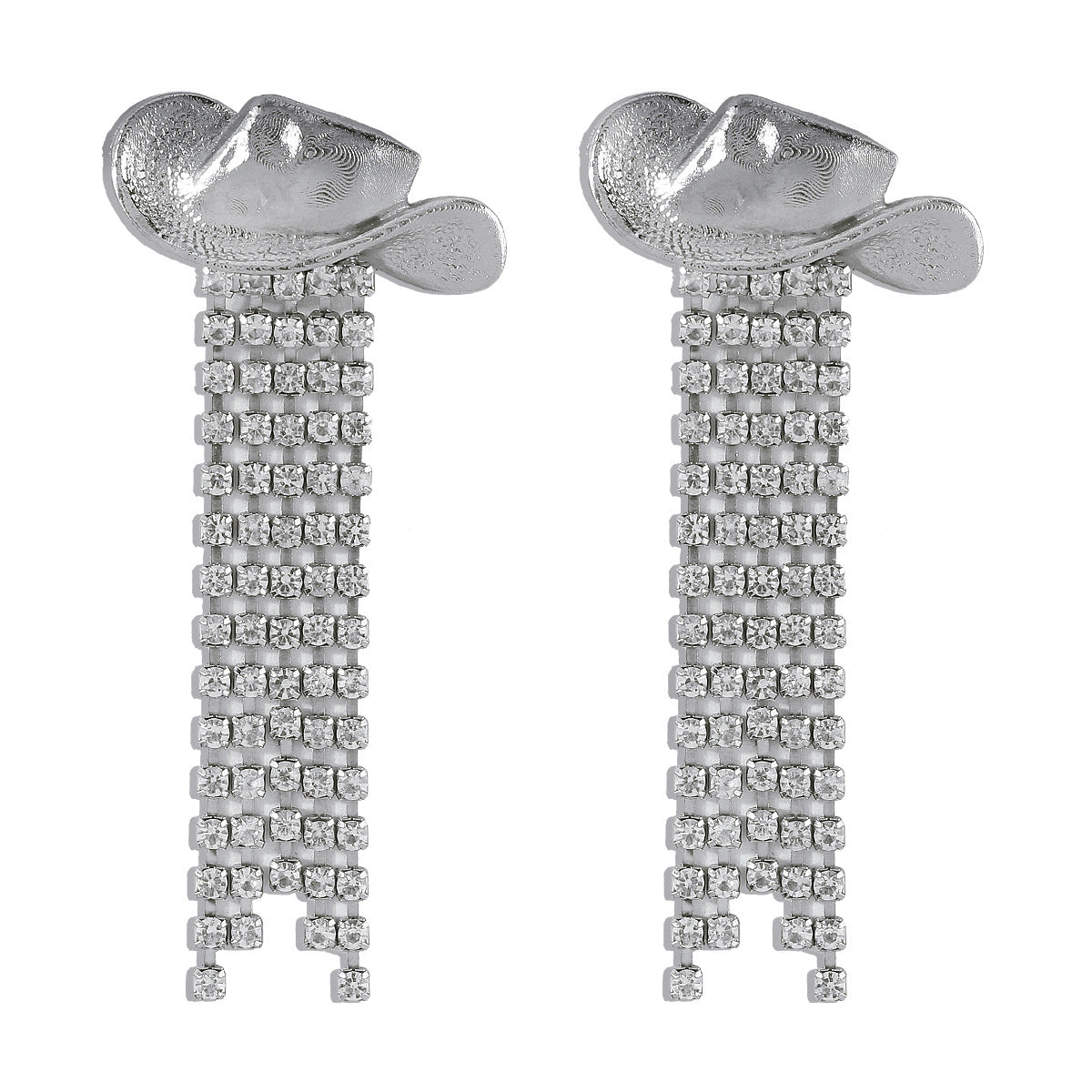 Pendientes de borlas atrevidos y lindos de aleación con detalles de pedrería, diseño de aro estilo vaquero occidental para mujer