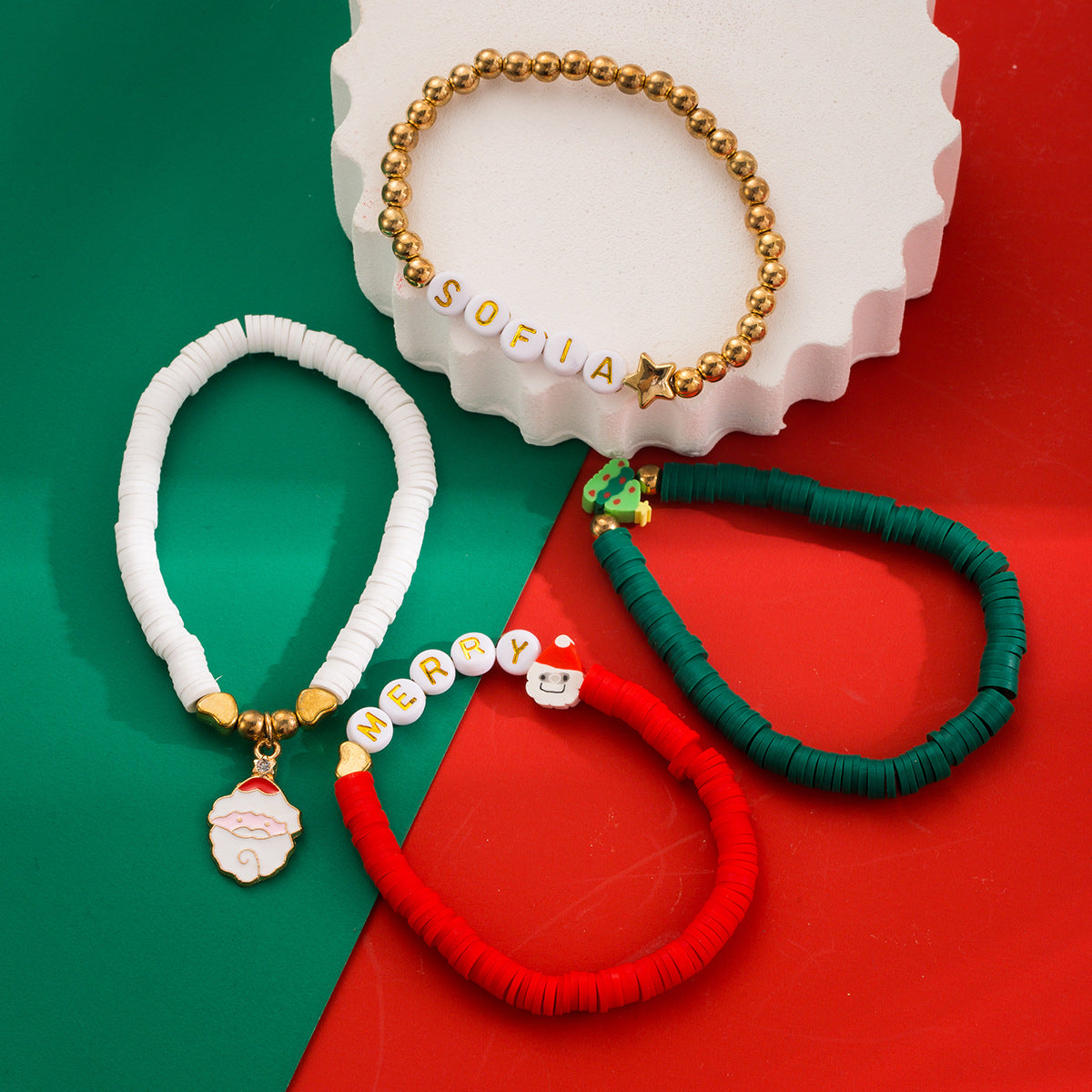 Set di bracciali geometrici a onda in argilla polimerica e lega, fatti a mano, carini, per donne e uomini, regalo di Natale