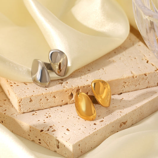 Minimalist Asymmetric Geometric Open Ring 18K Gold Plated Stainless Steel Women's Jewelry