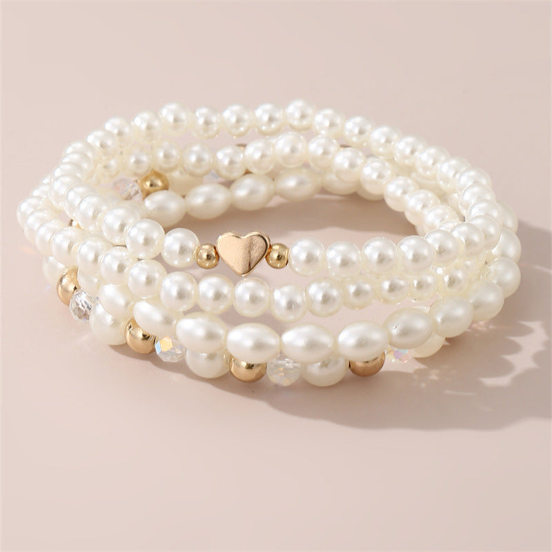 Set di cavigliere eleganti a forma di cuore con perle finte e motivi a stella per ragazze, amiche, regalo di compleanno
