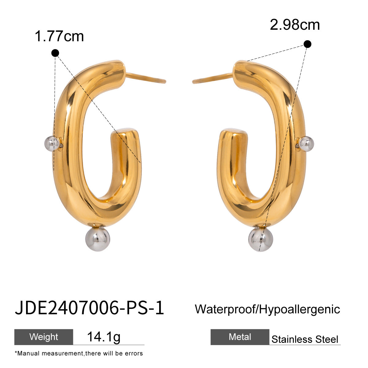 Pendientes Minimalistas de Acero Inoxidable en Forma de Letra con Acabado de Acero de Titanio Galvanizado para Mujer
