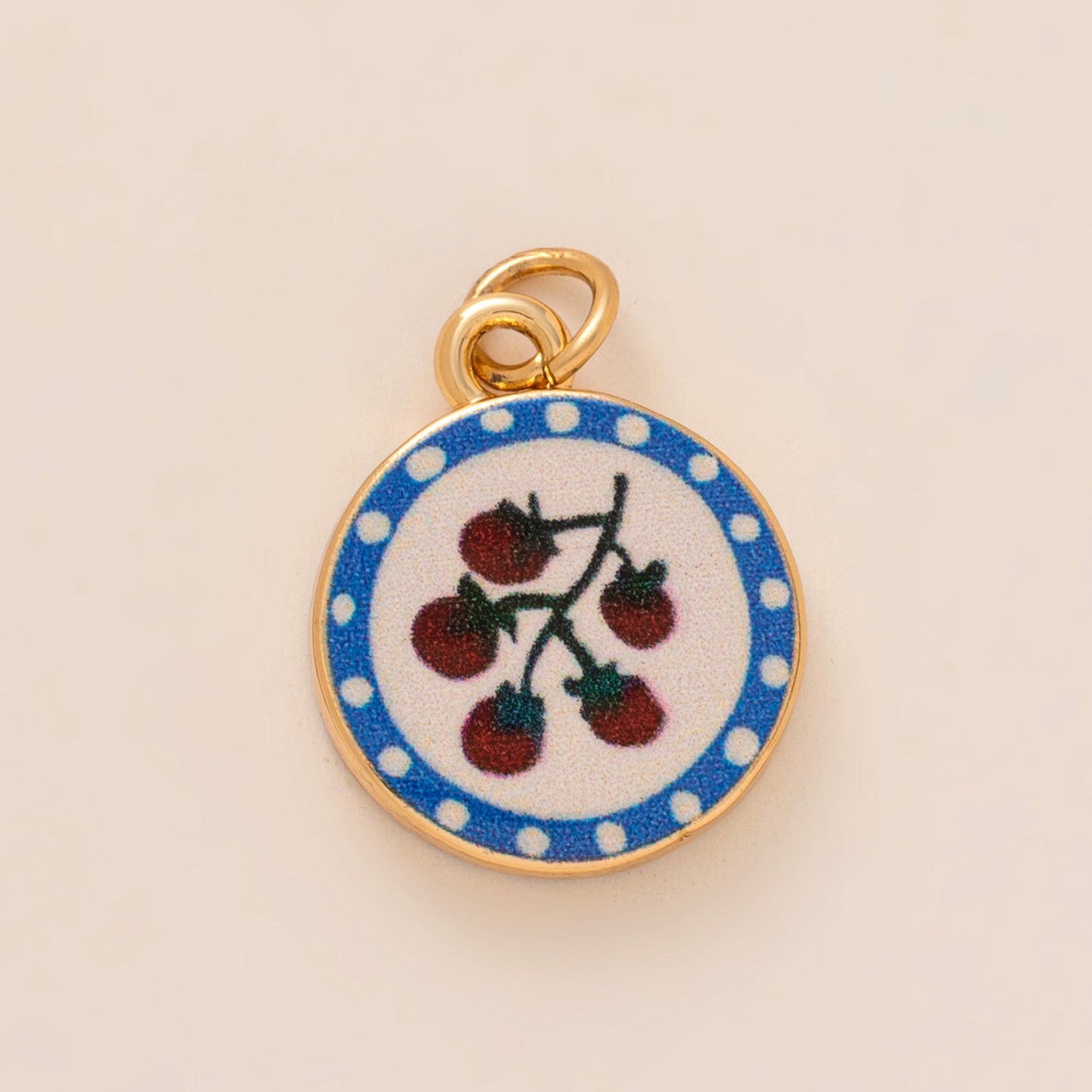Sweet 18K Gold Plated Brass Fruit Pattern DIY Charm Bar Pendant for Bag Keychain