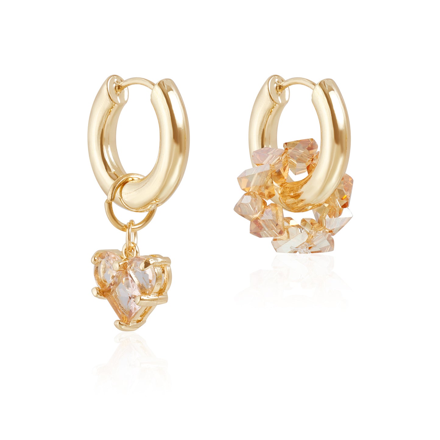 Vintage Luxury Geometric Heart Round Crystal Plated Zinc Alloy Earrings with Tassel Asymmetric Design for Women
