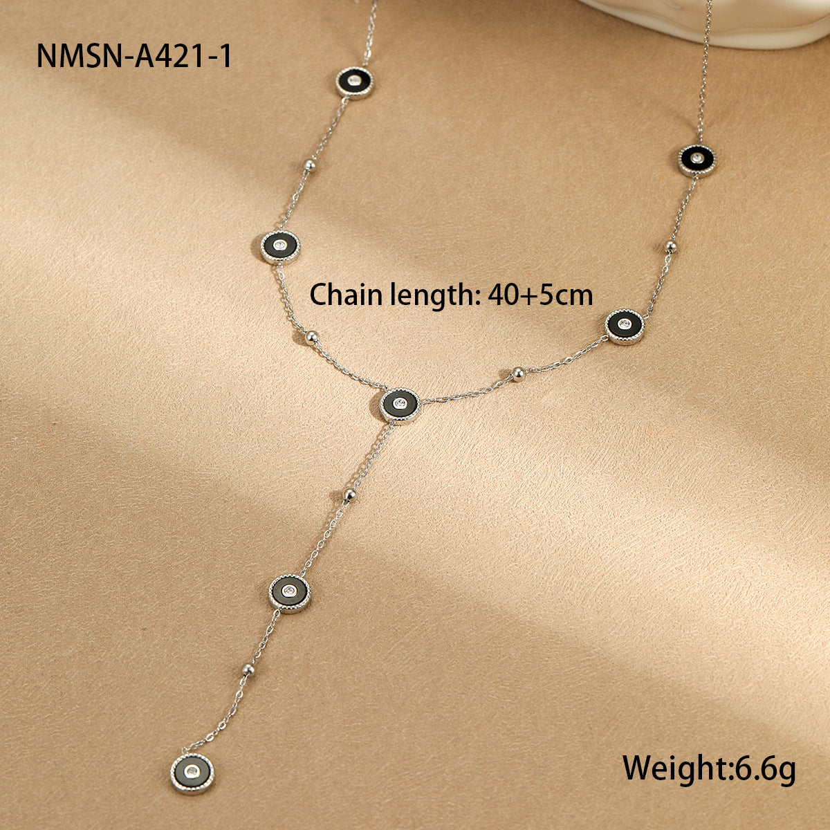 Elegante collar con colgante geométrico de acero inoxidable de oficina con incrustaciones de diamantes de imitación, cadena chapada en forma de Y, collar tipo locket con borla para mujer