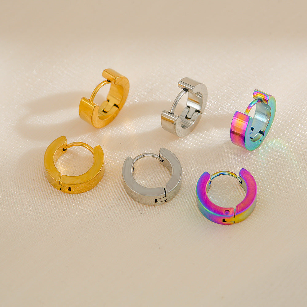 Pendientes minimalistas de acero inoxidable en forma de U con acabado chapado para hombres y mujeres