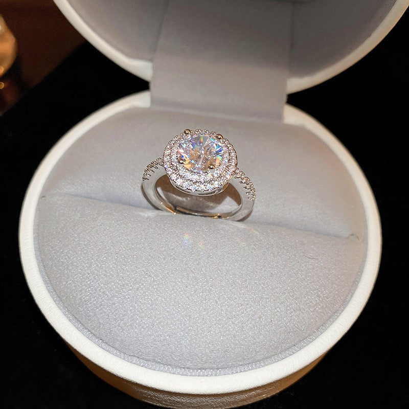 Anello elegante e geometrico ispirato alle perle con intarsio in zircone da donna, anello minimalista alla moda da dito indice, gioielli di lusso per le mani