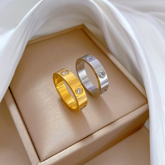 Minimalist Geometric Titanium Steel Polished Ring for Unisex