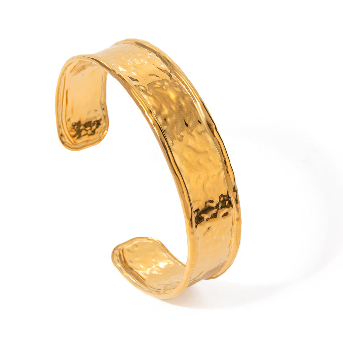 Bracciale a fascia aperta larga geometrica in acciaio inossidabile placcato oro 18 carati stile Ins