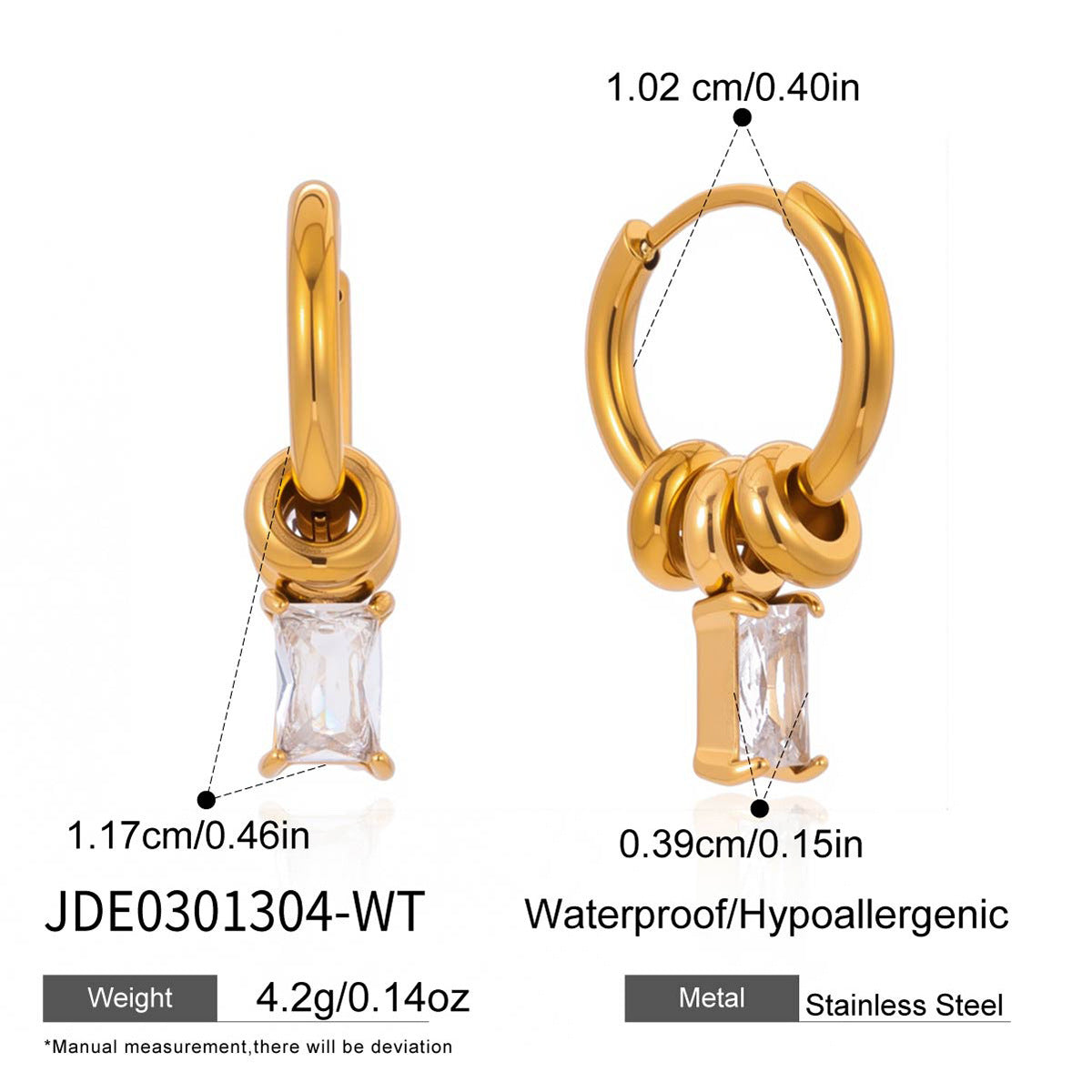 Elegant Geometric Round Stainless Steel Plated Cubic Zirconia Hoop Earrings for Women