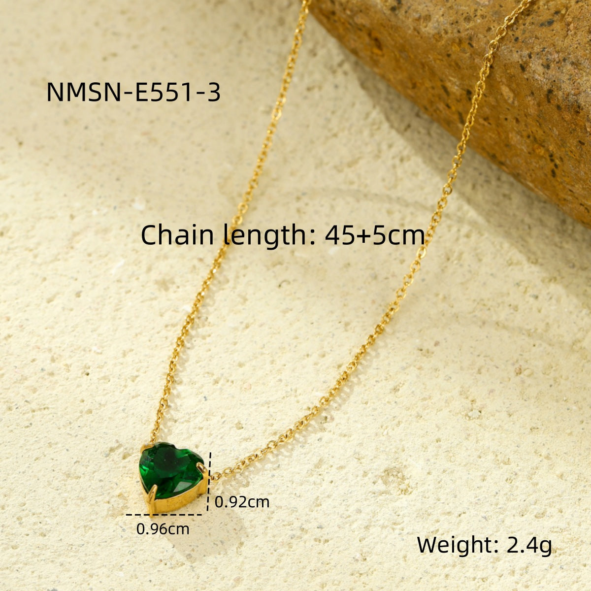Minimalist Heart-Shaped Stainless Steel Pendant Necklace with Rhinestone Inlay and 18K Gold Plating for Women
