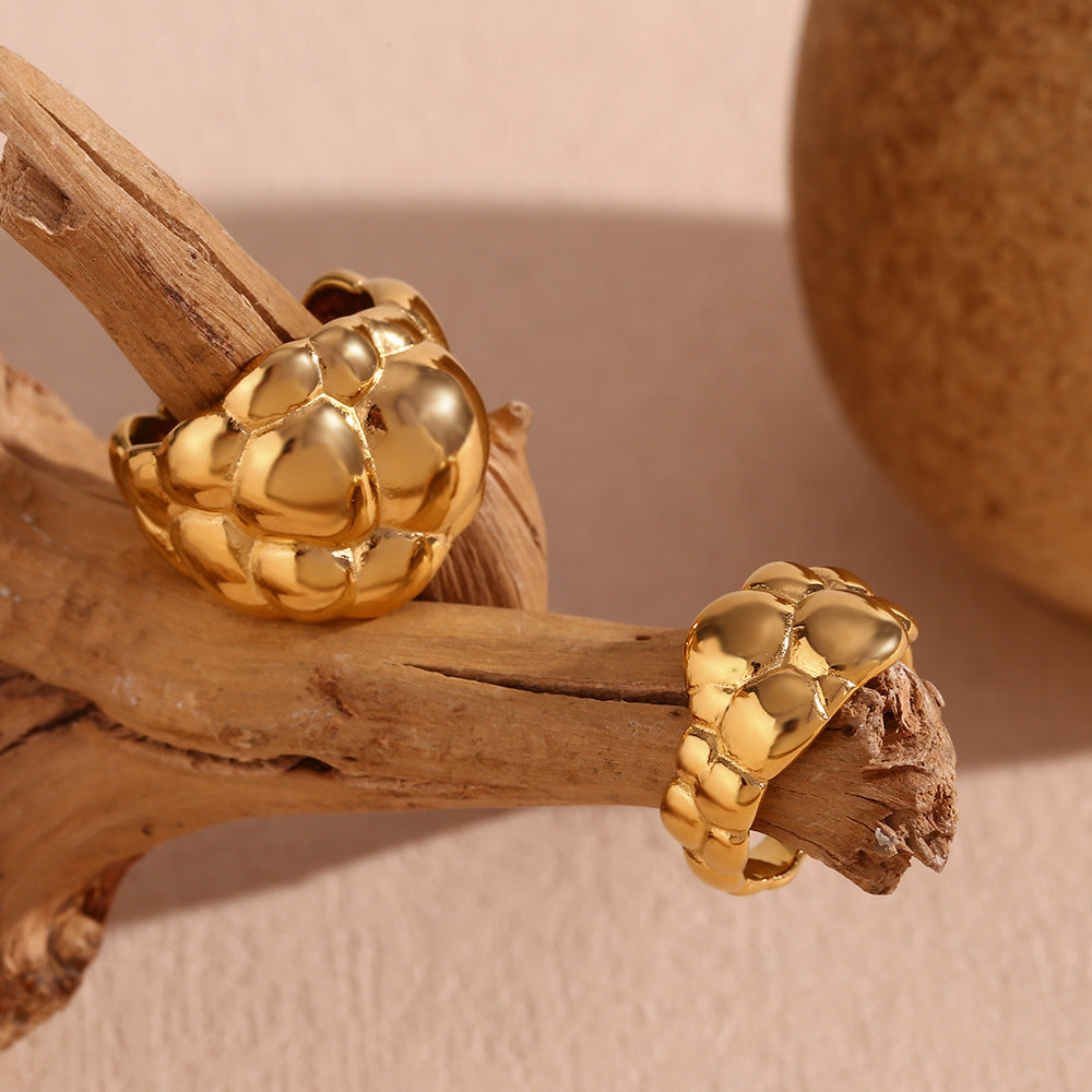 Minimalist Geometric Cloud-Shaped Stainless Steel Ring with 18K Gold Plating for Women