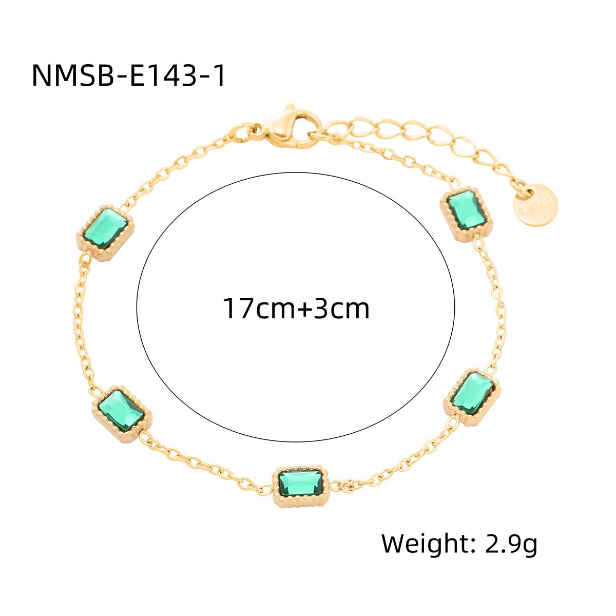 Bracciale da donna in acciaio al titanio placcato oro 18K con strass colorati a forma geometrica, alla moda