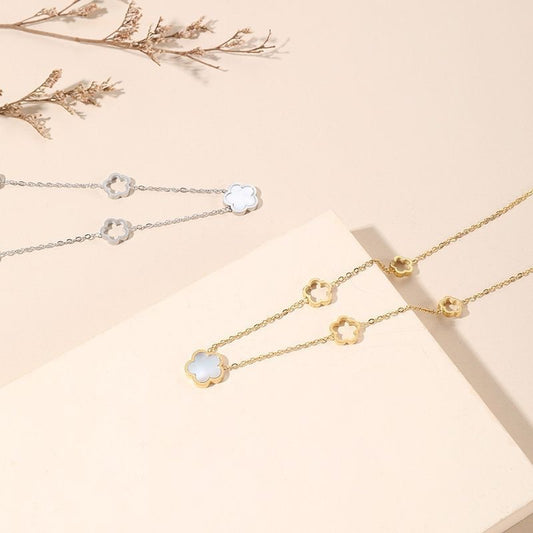 Elegant Floral Titanium Steel Plated Necklace for Women
