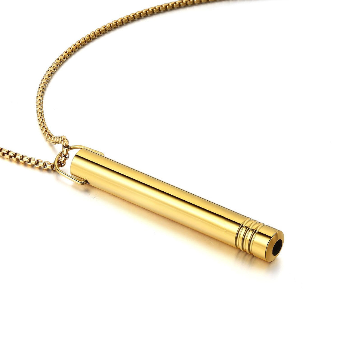 Polished Titanium Steel Whistle Pendant Necklace for Mindfulness and Stress Relief in Geometric Shape