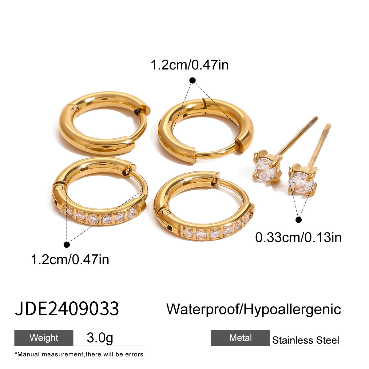 Orecchini a perno geometrici in acciaio inossidabile con dettagli in zircone e perle da donna