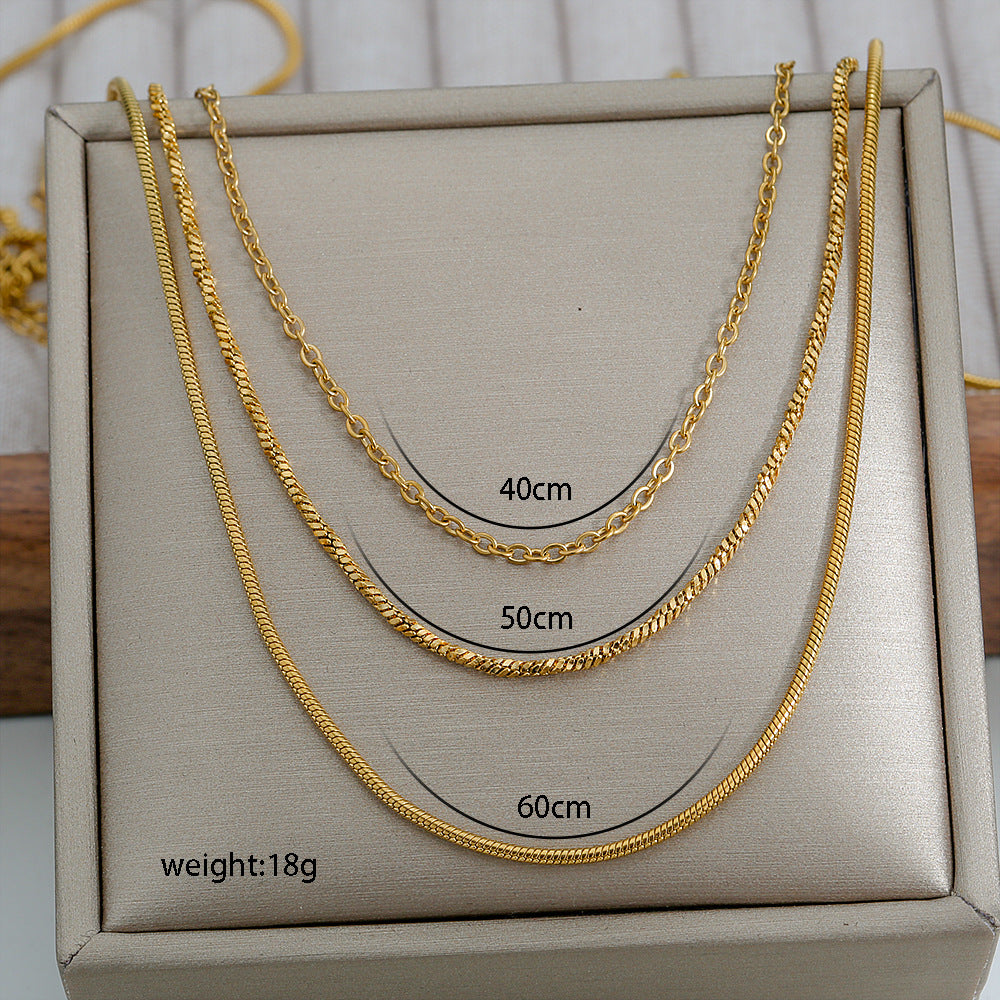 Collar minimalista en forma de U de acero inoxidable chapado en oro para mujer, estilo de capas para cadena de clavícula