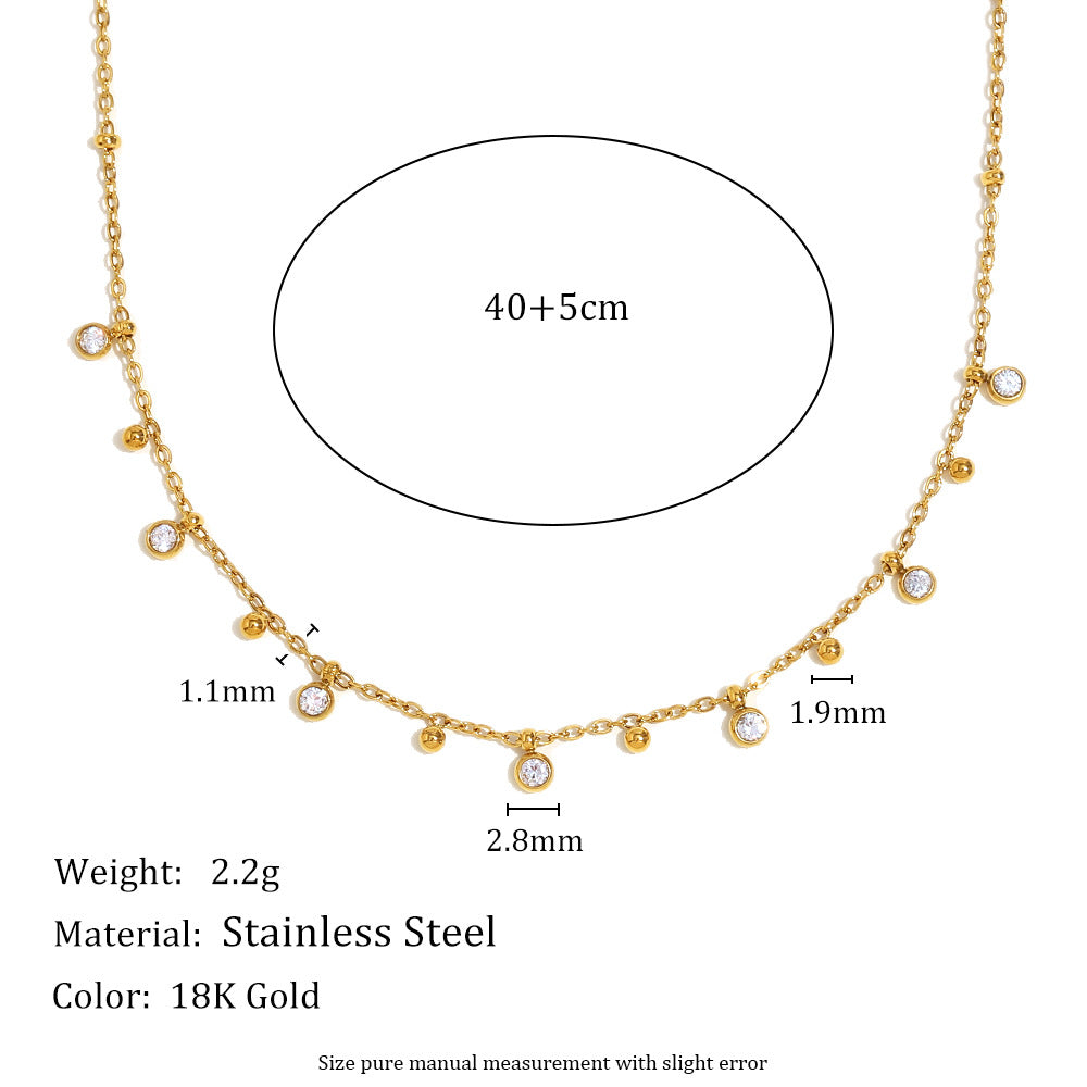 Collana da donna a forma di cuore e lacrima, placcata in oro 18 carati, in acciaio inossidabile, con fiore in zircone e perline