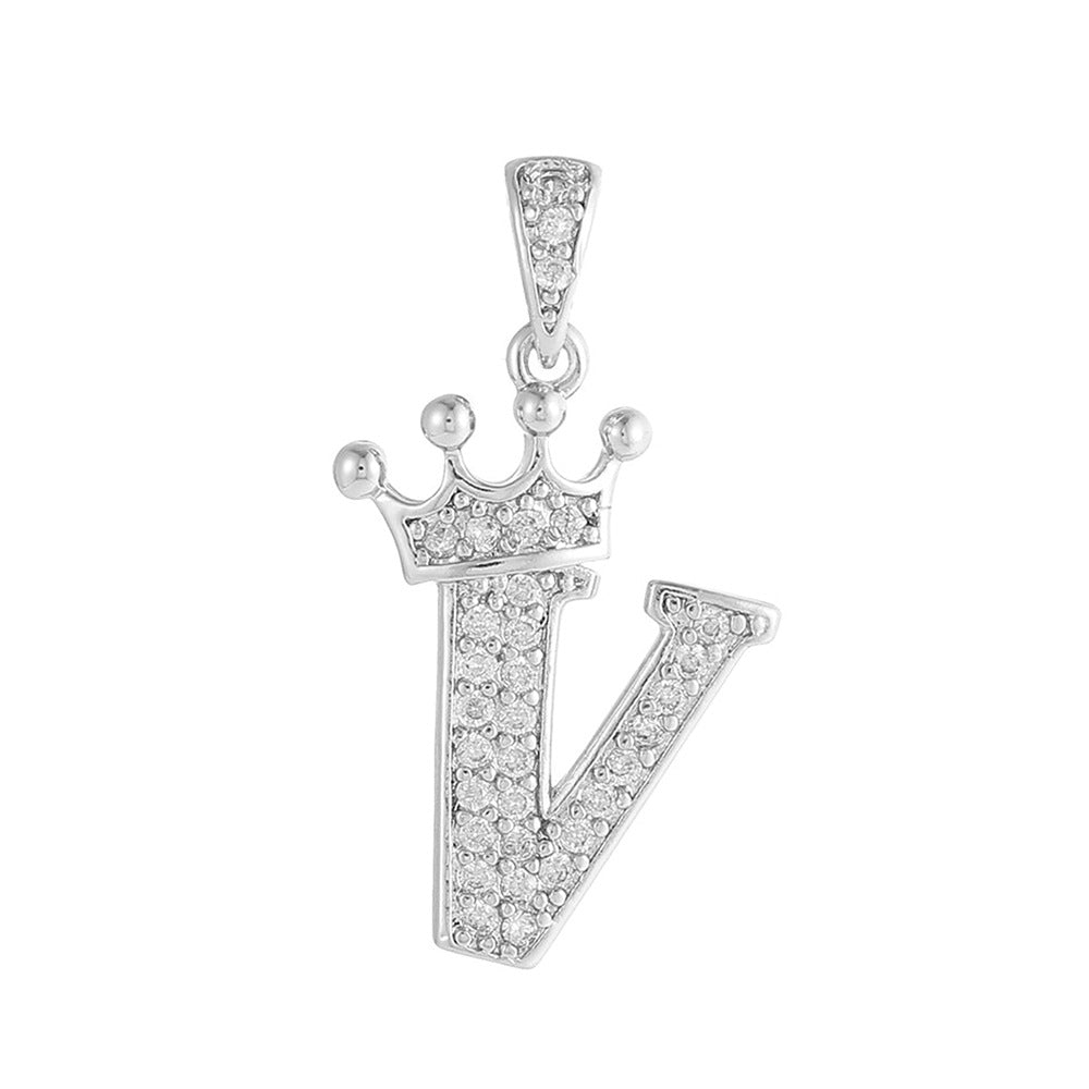 Silver Plated Brass Cubic Zirconia Inlaid Letter Charm Bar for DIY Necklace Bracelet