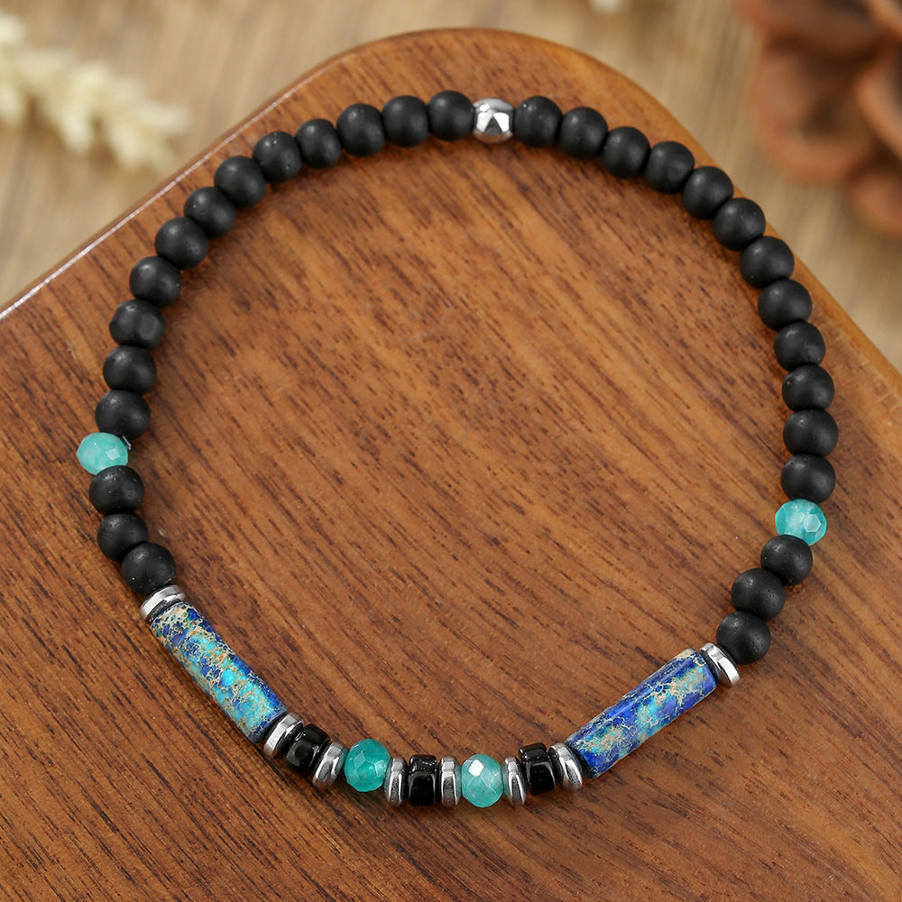 Natural Crystal Round Beaded Bracelet Handmade Geometric Stretch Jewelry Unisex