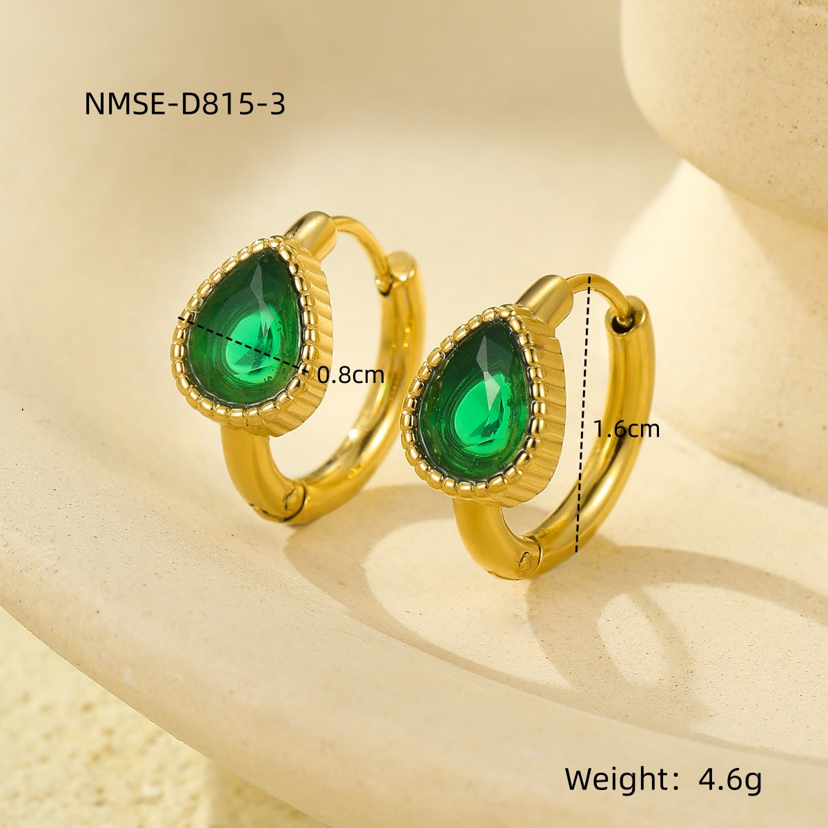 Pendientes de acero inoxidable con forma de lágrima de estilo vintage para mujer, con incrustaciones de diamantes de imitación, hipoalergénicos y resistentes a la decoloración
