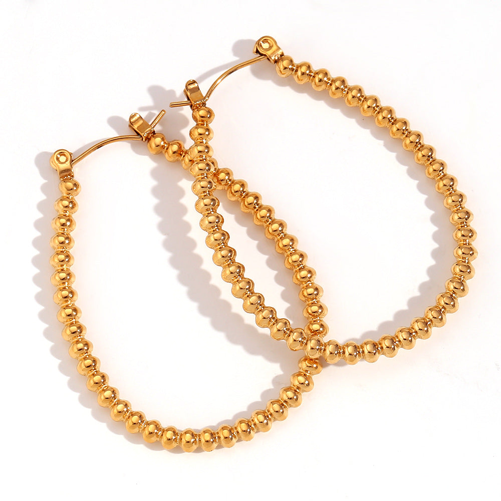 Minimalist Geometric Stainless Steel Earrings with 18K Gold Plating for Women