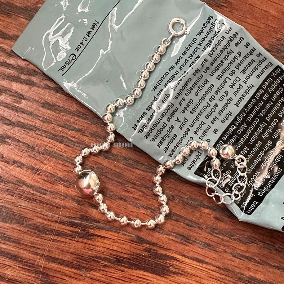 Bracciale minimalista con perline rotonde in argento sterling 925, gioiello fatto a mano