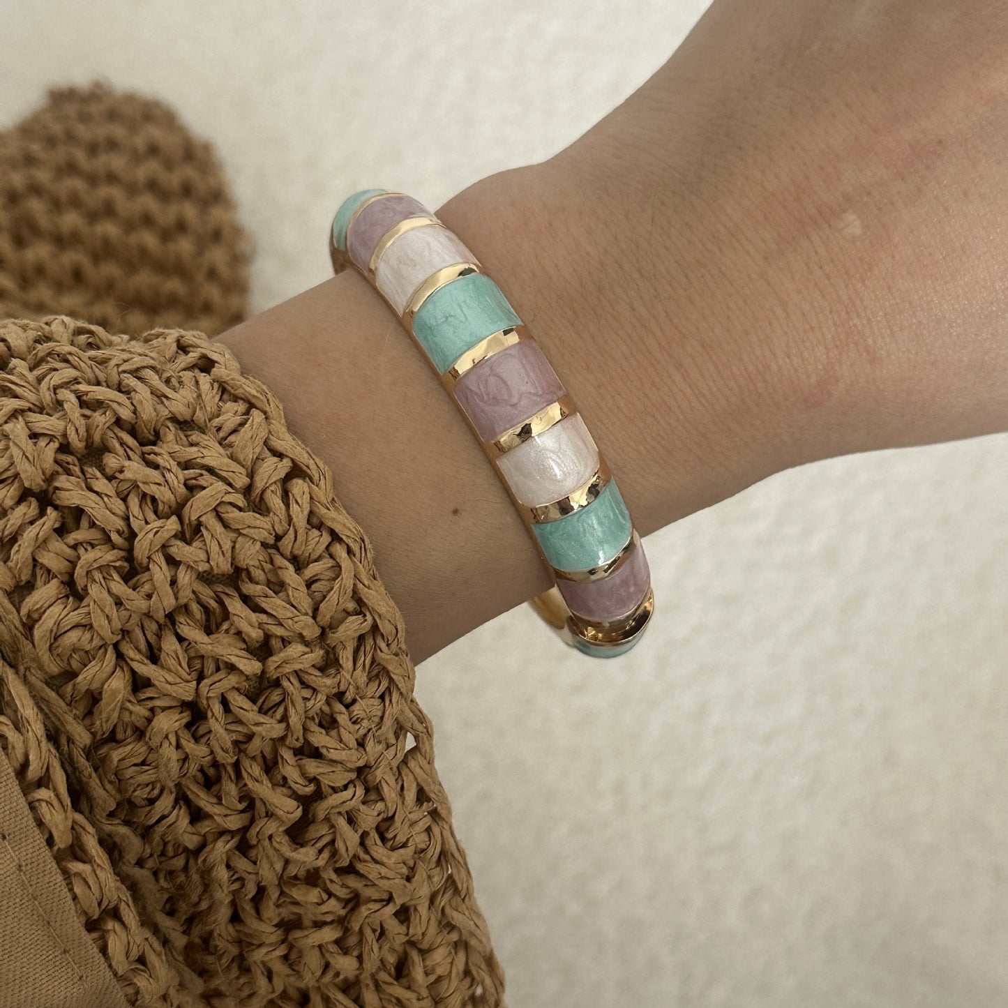 Bohemian Minimalist Geometric Alloy Drip Oil Plated Open Cuff Bracelet